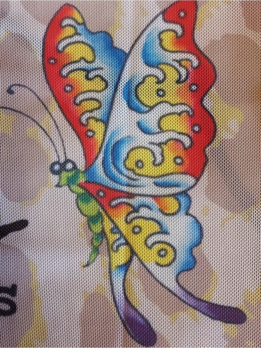 RARE ED HARDY x SIBERIA HILLS Sheer Mesh Butterfly Leopard Tattoo Mini Dress L - Picture 10 of 10